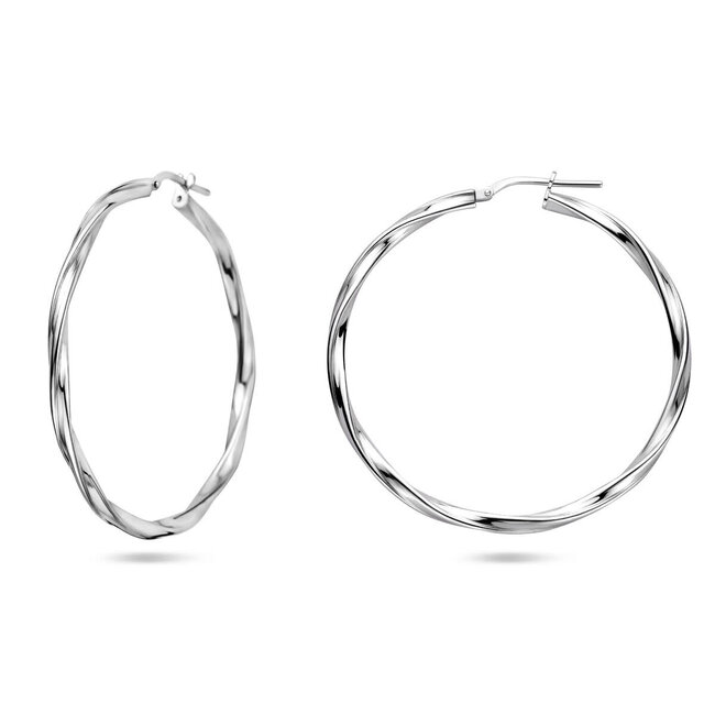 Blinckers Jewellery Huiscollectie BJ Oorbellen 13.37971 Zilver Oorringen Gedraaid 2x45mm