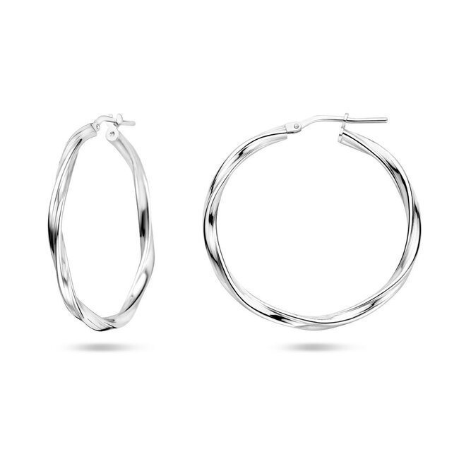 Blinckers Jewellery Huiscollectie BJ Oorbellen13.37965 Zilver Oorringen Gedraaid 2x35mm
