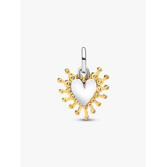 Pandora Pandora Bedel 764141C01 Zilver 14k Geelgouden Plating Dubbele Hart met Zirkonia