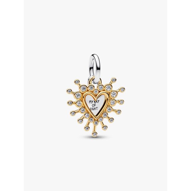 Pandora Pandora Bedel 764141C01 Zilver 14k Geelgouden Plating Dubbele Hart met Zirkonia