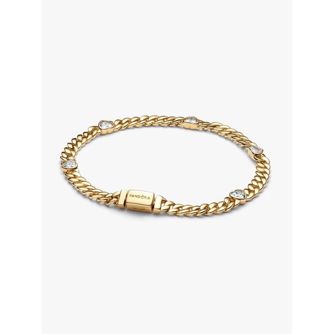 Pandora Pandora Armband 564226C01-18 Zilver met Geelgouden Plating Gourmette met Hart Zirkonia 18cm