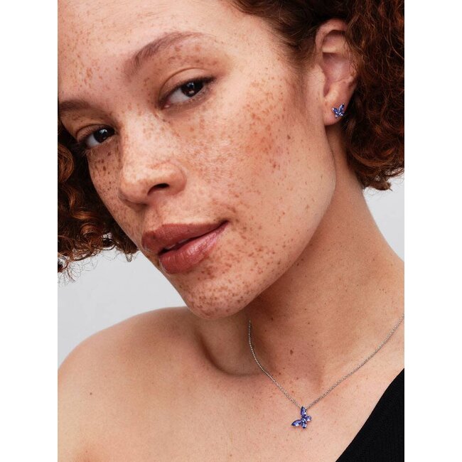 Pandora Pandora Oorbellen 294230C01 Zilver Vlinder met Blauwe Zirkonia