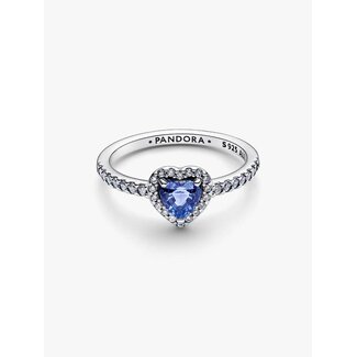 Pandora Pandora Ring 198421C05-52 Zilver met Blauw Hart Zirkonia Maat 52