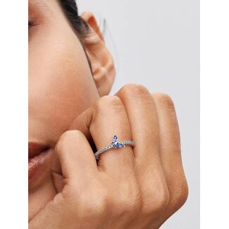 Pandora Pandora Ring 194269C01-54 Zilver Vlinder met Blauwe Zirkonia Maat 54