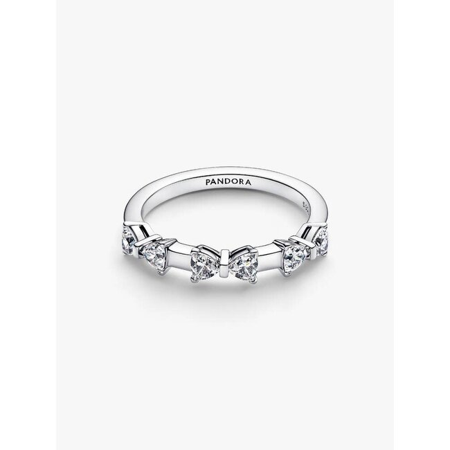 Pandora Pandora Ring 194233C01-54 Zilver met Strikjes en Zirkonia Maat 54