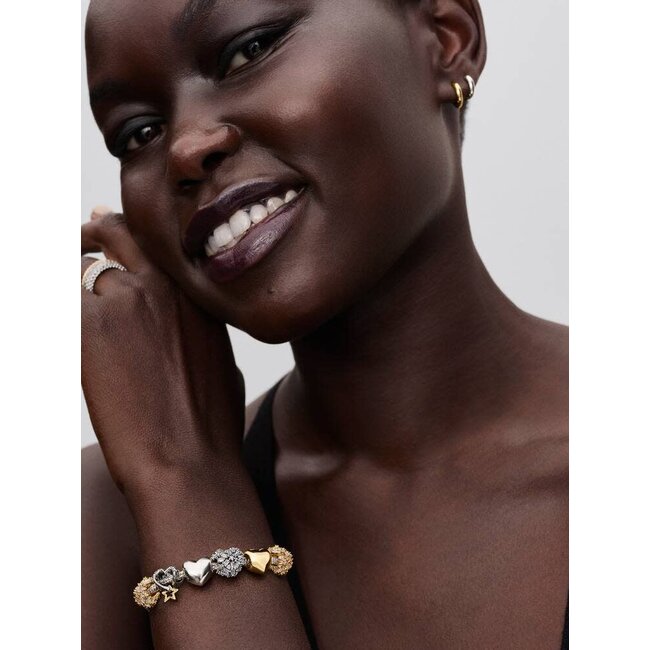 Pandora Pandora Bedel 764240C01 Zilver 14k Geelgouden Plating Hart met Zirkonia