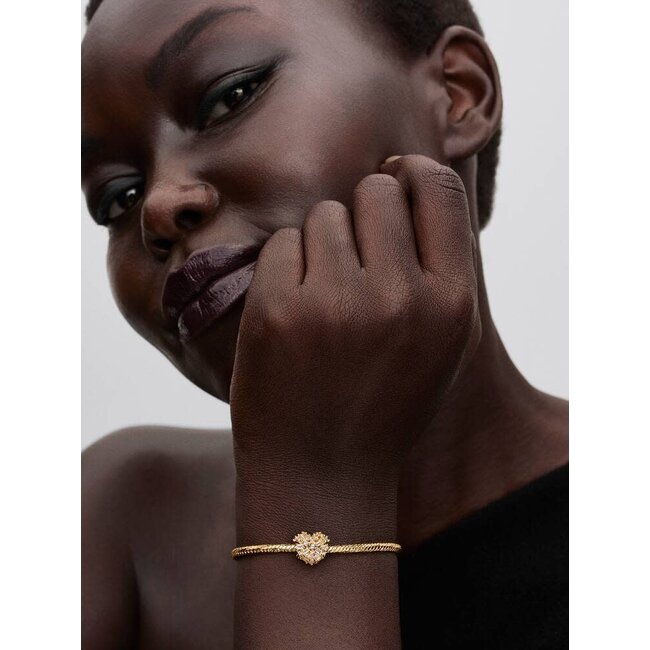 Pandora Pandora Bedel 764240C01 Zilver 14k Geelgouden Plating Hart met Zirkonia