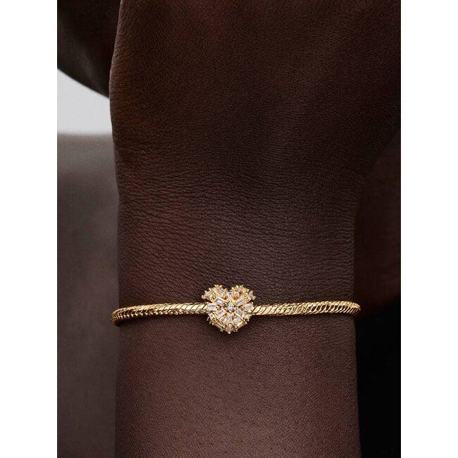 Pandora Pandora Bedel 764240C01 Zilver 14k Geelgouden Plating Hart met Zirkonia