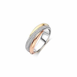 Ti Sento Milano Ti Sento Ring 12343ZT/56 Zilver met Tricolor PLating met Zirkonia Maat 56