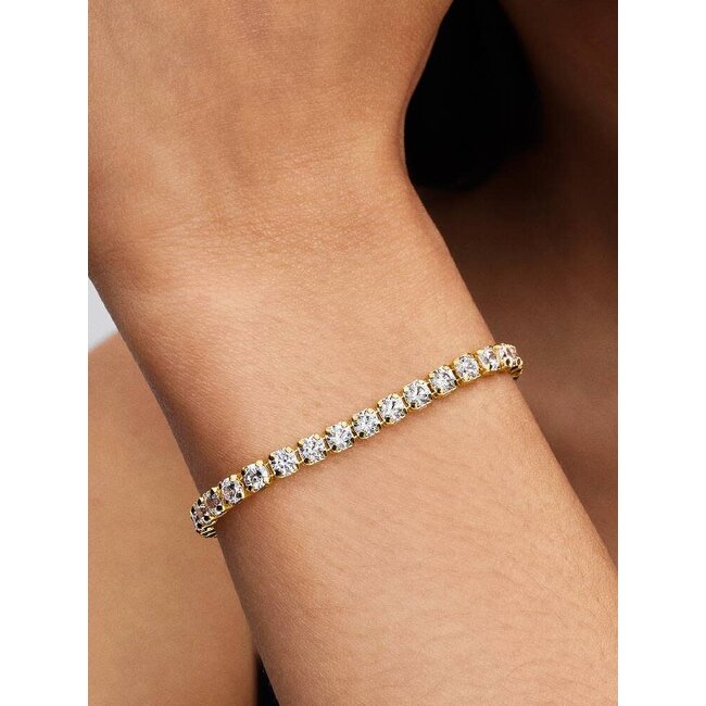 Pandora Pandora Armband 563539C01  Zilver met 14K Geelgouden Plating Tennis met Zirkonia