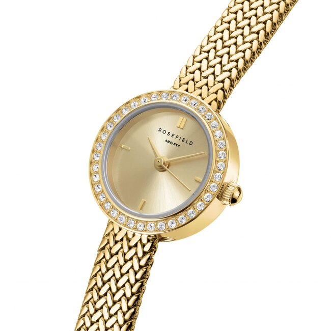 Rosefield Rosefield Horloge MCGMG-M03 Mini Small Edit Staal met Geelgouden Plating Quartz en Zirkonia 20mm
