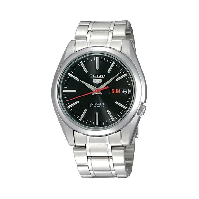 Seiko Seiko Horloge SNKL45K1 5 Staal Automaat met Zwarte Wijzerplaat 38mm