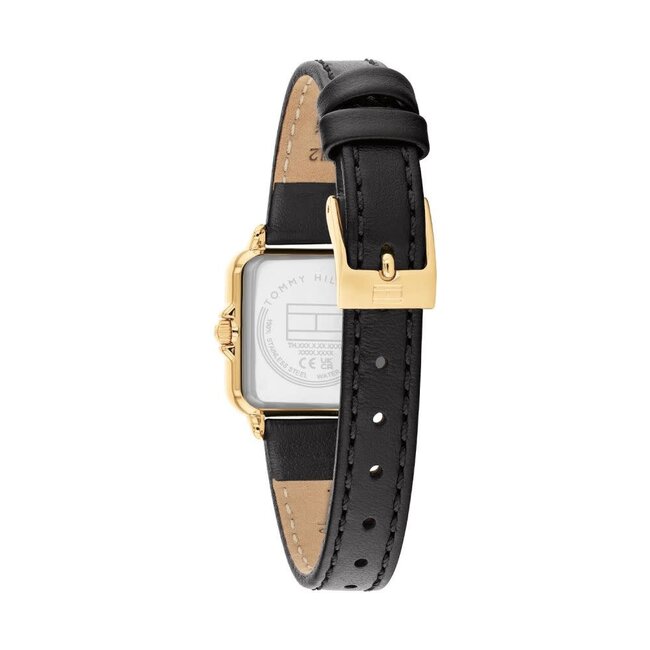 Tommy Hilfiger Tommy Hilfiger Horloge TH1782835 Mia Geelgouden Plating met Zwart Leren Band Quartz 24x22.5mm