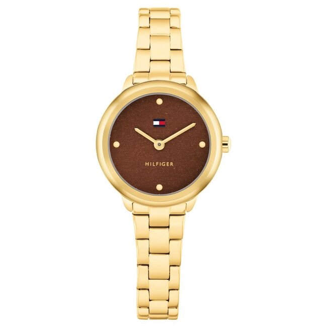 Tommy Hilfiger Tommy Hilfiger Horloge TH1782815 Demi Geelgouden Plating met Bruine Wijzerplaat Quartz 26mm
