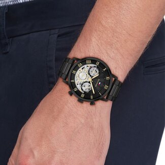 Tommy Hilfiger Tommy Hilfiger Horloge TH1710706 Legend Zwarte Band met Zwart/Grijze Wijzerplaat Quartz 44mm