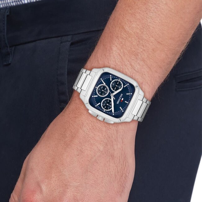 Tommy Hilfiger Tommy Hilfiger Horloge TH1792222 Herald Zilverkleurige Quartz met Blauwe Wijzerplaat 37x39mm