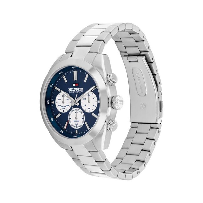 Tommy Hilfiger Tommy Hillfiger Horloge TH1710722 Hudson Zilverkleurige Quartz met Blauwe Wijzerplaat 40mm