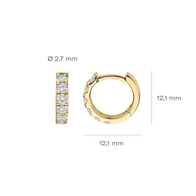 Blush Blush Oorbellen LG7031Y 14 Geelgouden Creolen met Briljant Geslepen Lab Grown Diamant 2.1mm