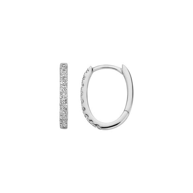 Blush Blush Oorbellen LG7008W 14k Witgouden Ovalen Creolen met Lab Grown Diamanten 0.45ct 16mm