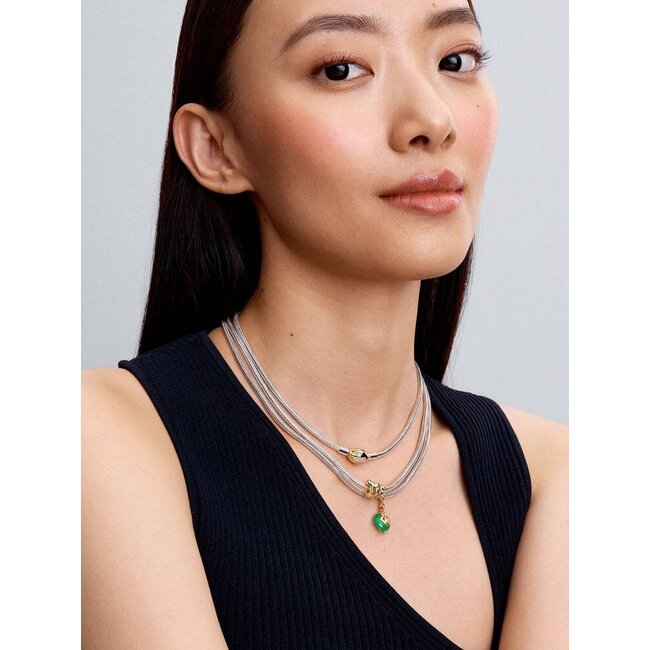 Pandora Pandora Bedel 763617C01 Zilver met 14k Geelgouden Plating Groene Slang