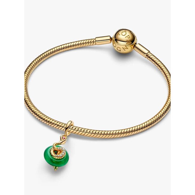 Pandora Pandora Bedel 763617C01 Zilver met 14k Geelgouden Plating Groene Slang