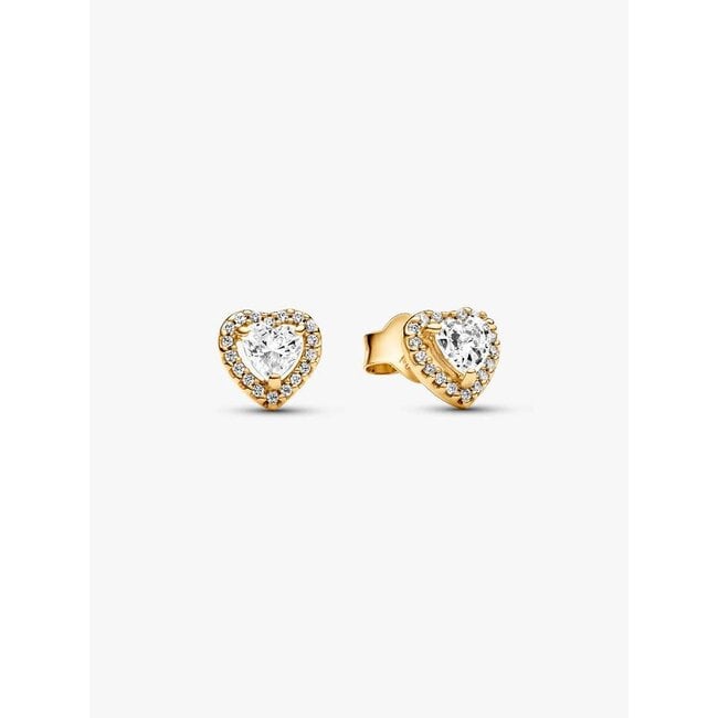 Pandora Pandora Oorbellen 268427C01 Zilver 14k Geelgouden Plating Hart met Zirkonia