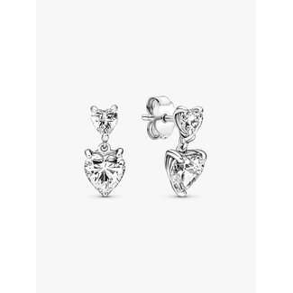 Pandora Pandora Oorbellen 291199C01 Zilver  Hangend Hart met Zirkonia