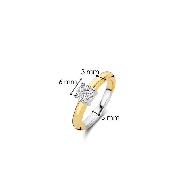 Ti Sento Milano Ti Sento Ring 1463ZY/56 ZIlver 14k Geelgouden Plating met Zirkonia Maat 56