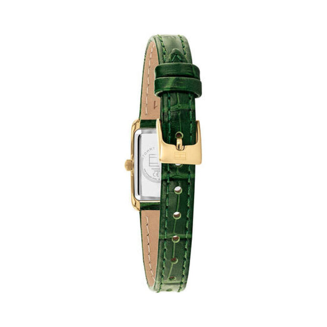 Tommy Hilfiger Tommy Hilfiger Horloge TH1782850 Mia Staal Goudkleurige Vierkante Kast met Groene Band 16x22mm