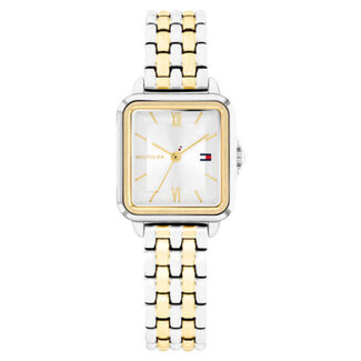 Tommy Hilfiger Tommy Hilfiger Horloge TH1782861 Mia Staal Bicolor met Witte Vierkante Wijzerplaat 24x22.5mm