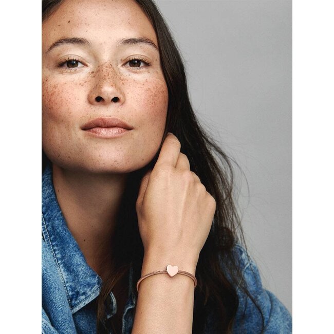 Pandora Pandora bedel 782015C00 Zilver 14k Rosegouden Plating Graveerhart