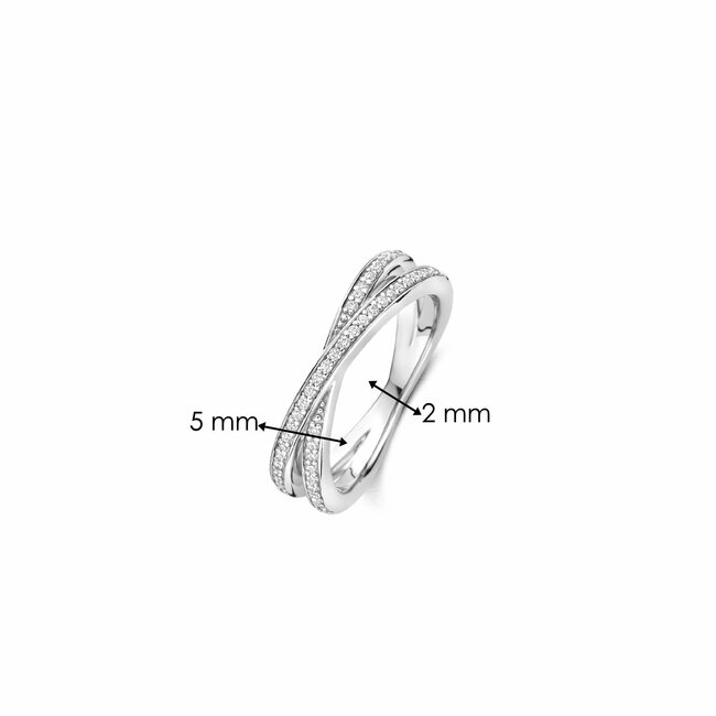 Ti Sento Milano Ti Sento Ring 12373ZI/52 Zilver Dubbel met Zirkonia Maat 52