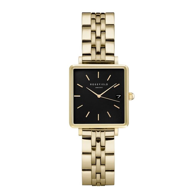 Rosefield Horloge QMBG-Q025 The Mini Boxy Staal met Geelgouden Plating Quartz 22mm x 24mm