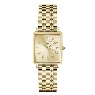 Rosefield Rosefield Horloge QCGSG-Q048 Boxy XS Champagne Staal met Geelgouden Plating Quartz