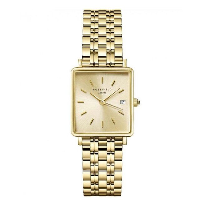 Rosefield Rosefield Horloge QCGSG-Q048 Boxy XS Champagne Staal met Geelgouden Plating Quartz