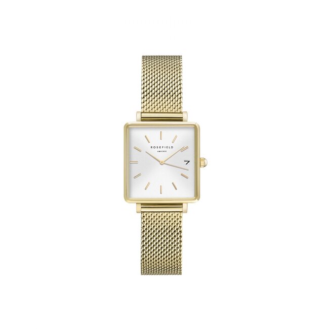 Rosefield Rosefield Horloge QMWMG-Q039 The Boxy XS Staal met Geelgouden Plating Quartz 22 x 24 mm