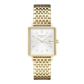 Rosefield Rosefield Horloge QWSG-Q09 Boxy Staal met Geelgouden Plating Quartz 26 x 28 mm
