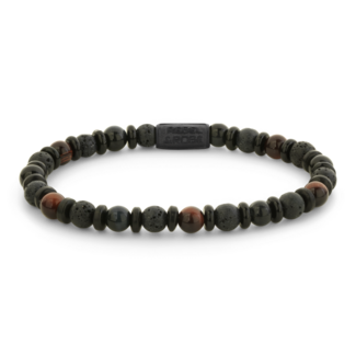 Rebel & Rose Rebel & Rose Armband RR-60147-B-M Variations Mix Black 6mm Maat M