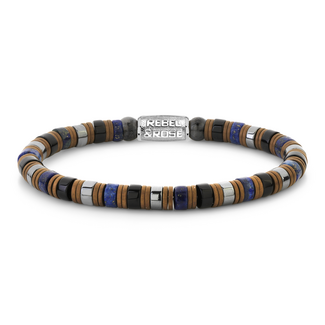Rebel & Rose Rebel & Rose Armband RR-60149-S-M Slices Mixed Blue 6mm Maat M