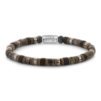 Rebel & Rose Rebel & Rose Armband RR-60150-S-L Slices Mixed Grey 6mm Maat L