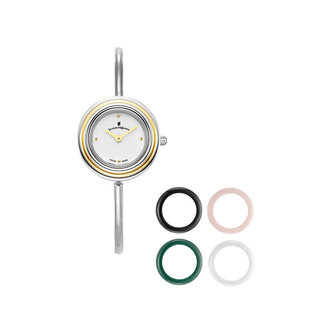Jacques du Manoir Jacques Du Manoir JWL05403 Aurora Horloge Staal Bi-Color  met witte wijzerplaat maat 26 mm met 4 verschillende ringen