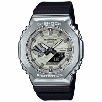 Casio G-Shock Casio G-Shock Horloge GBM-2100A-8BER Staal met Zwarte Band en Champagnekleurige  Wijzerplaat