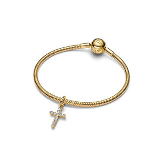 Pandora Pandora Bedel 764063C01 Zilver met Geelgouden Plating Kruis met Zirkonia