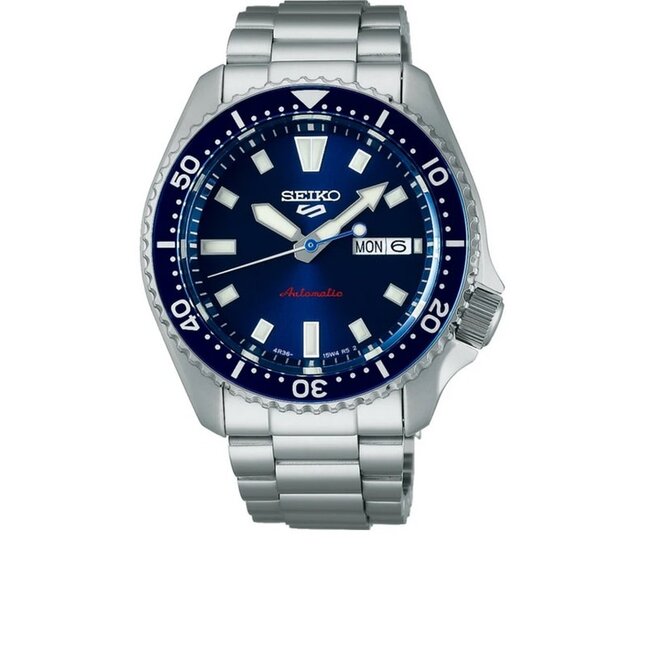 Seiko Seiko Horloge SRPL83K1 Sport 5 Staal Automaat 200m Waterdicht met Blauwe Wijzerplaat 40mm