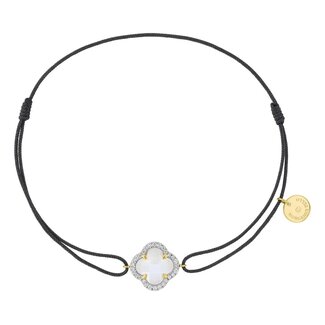 Morganne Bello Morganne Bello Armband 30X04YB211D  18k Geelgoud Kleine Witte Parelmoer 1,189crt en Diamanten 0,096crt Grijs Koord