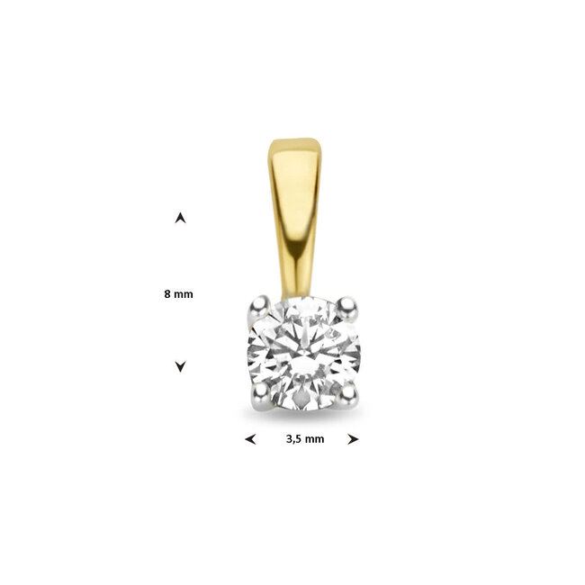 Blinckers Jewellery Huiscollectie THOB Hanger 42.08894 Bi Color 14k Geelgoud en Witgoud met Diamant 0.15crt