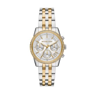 Michael Kors Michael Kors Horloge MK7532 Bi Color Staal Quartz met Witte Wijzerplaat 35mm