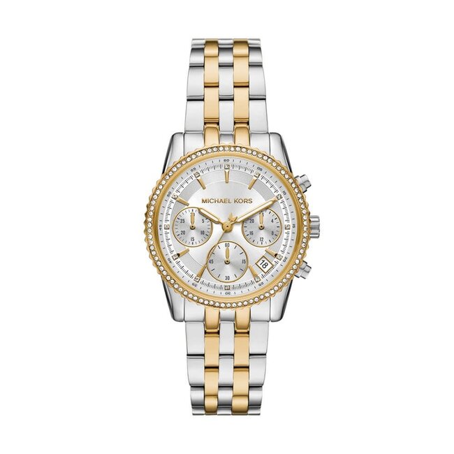 Michael Kors Michael Kors Horloge MK7532 Bi Color Staal Quartz met Witte Wijzerplaat 35mm