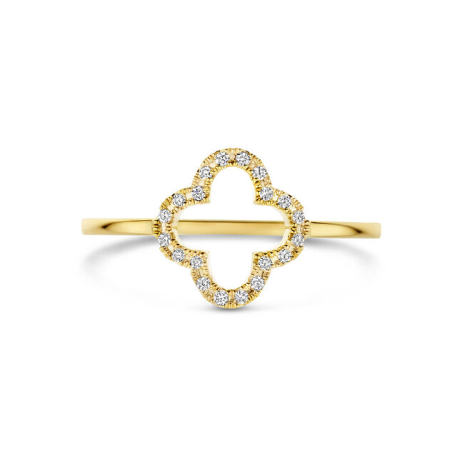 The House Of Blinckers THOB Ring 40.31822/17.75 Klaver Ingezet met 0.07crt H SI Kwaliteit Briljant Geslepen Diamant Maat 17,75