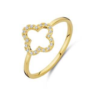 Blinckers Jewellery Huiscollectie BJ Ring 40.31822/17.75 Klaver Ingezet met 0.07crt H SI Kwaliteit Briljant Geslepen Diamant Maat 17,75